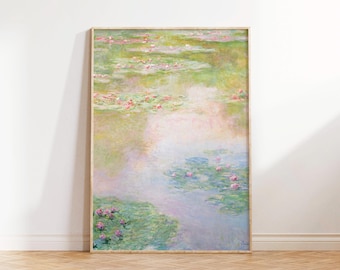 Monet waterlelies muurkunst | Impressionistische kunst, Claude Monet-poster, Digitale download, Afdrukbare bloemen- en landschapsprints