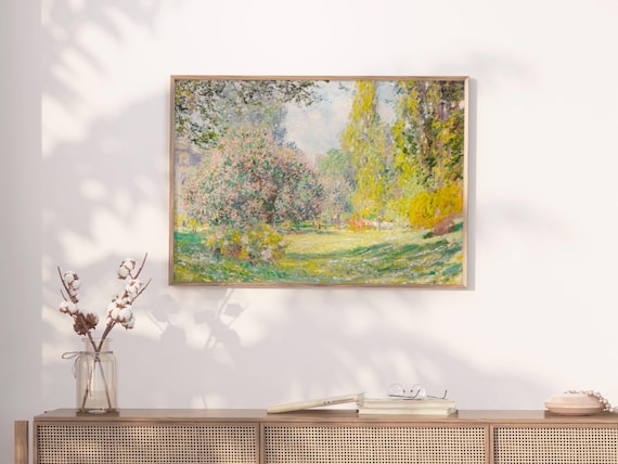 Claude Monet Garden Print | Impressionist Art Digital Download | Vintage Landscape Painting Poster | Monet Wall Art Decor | Horizontal Print