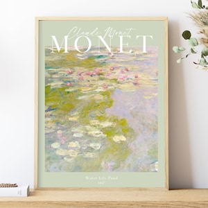 Monet Print, Sage Green Monet Poster, Classic Painting Poster, Exhibition Poster, Printable Wall Art, Museum Poster