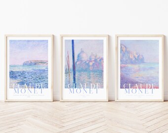 Monet Print Ocean, Monet Gallery Wall Set, Coastal Minimalist Print Set, Seascape Gallery Wall Set, Printable Wall Art