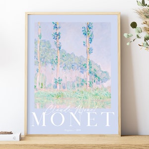 Stampa Monet, Arte da parete blu pallido, Poster di Claude Monet, Poster di pittura classica, Poster della mostra, Arte da parete stampabile, Poster del Museo