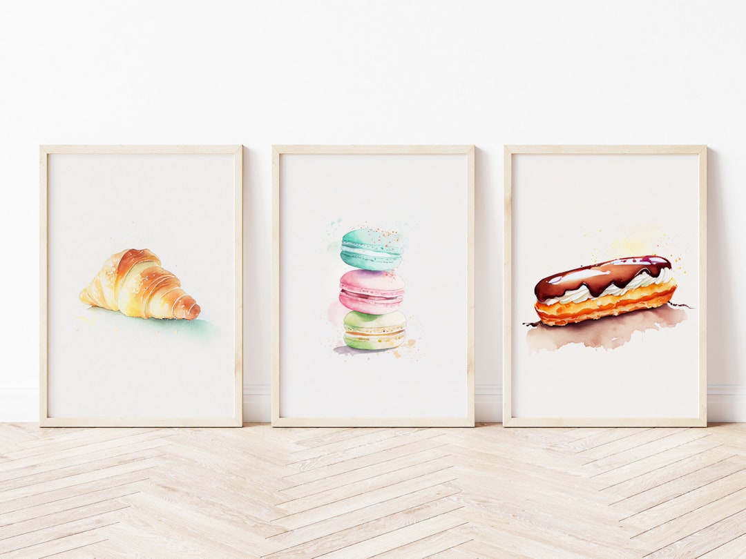 French Pastry Art Print, Croissant Art Print, Paris Gallery Wall, Food
