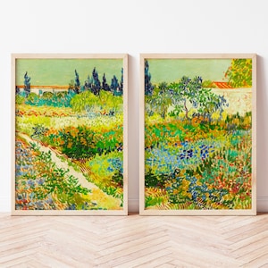 Set of 2 Vincent Van Gogh Garden at Arles Print, Floral Wall Art, Impressionist Painting, Cottage Garden, Digital Download, Botanical Decor