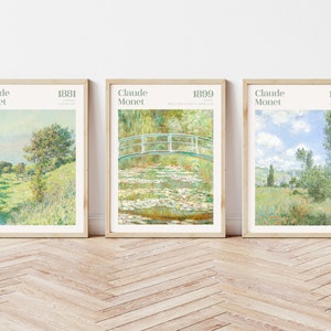 Set of 3 Monet Print, Monet Gallery Wall Set, Pastel Claude Monet Art Gallery Set, Monet Poster, Printable Wall Art