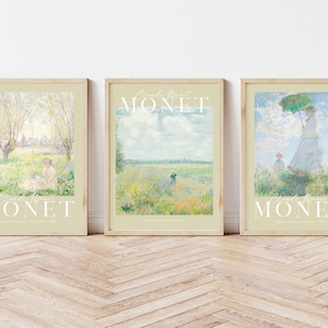 Monet Print Set of 3, Pastel Art Print Gallery, Monet Gallery Wall Set, 3 Piece Wall Art , Monet Poster, Printable Wall Art