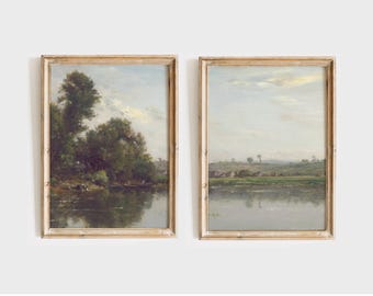 フランスの田舎の風景画、ヴィンテージコテージの壁アート（デジタルダウンロード）