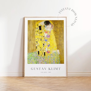 The Kiss by Gustav Klimt | Romantic Art Nouveau Print | Downloadable Wall Art | Fine Art Reproduction | Klimt The Kiss Poster | Modern Decor