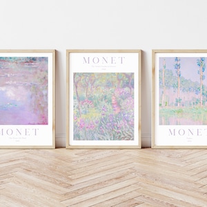 Set of 3 Monet Print, Monet Painting Gallery Wall Set, Lavender Gallery Wall Set, Monet Gift, Printable Wall Art