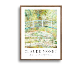 Claude Monet Print, Water Lily and Japanese Bridge, Impressionist Art, Landscape Painting, Green Monet Wall Art, Printable Wall Art
