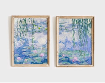 Monet-waterleliesprintset: impressionistische muurkunst (digitale download)