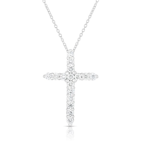 14K Gold Diamond Cross Pendant With 18 Gold Chain Etsy