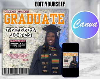 Editable Graduation Magazine Instagram Post | Graduation Magazine Cover | Instant Download , Edit Yourself | Graduation Instagram Post