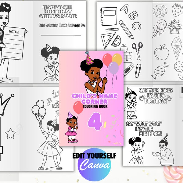 Editable Gracies Corner Birthday Party Coloring Book