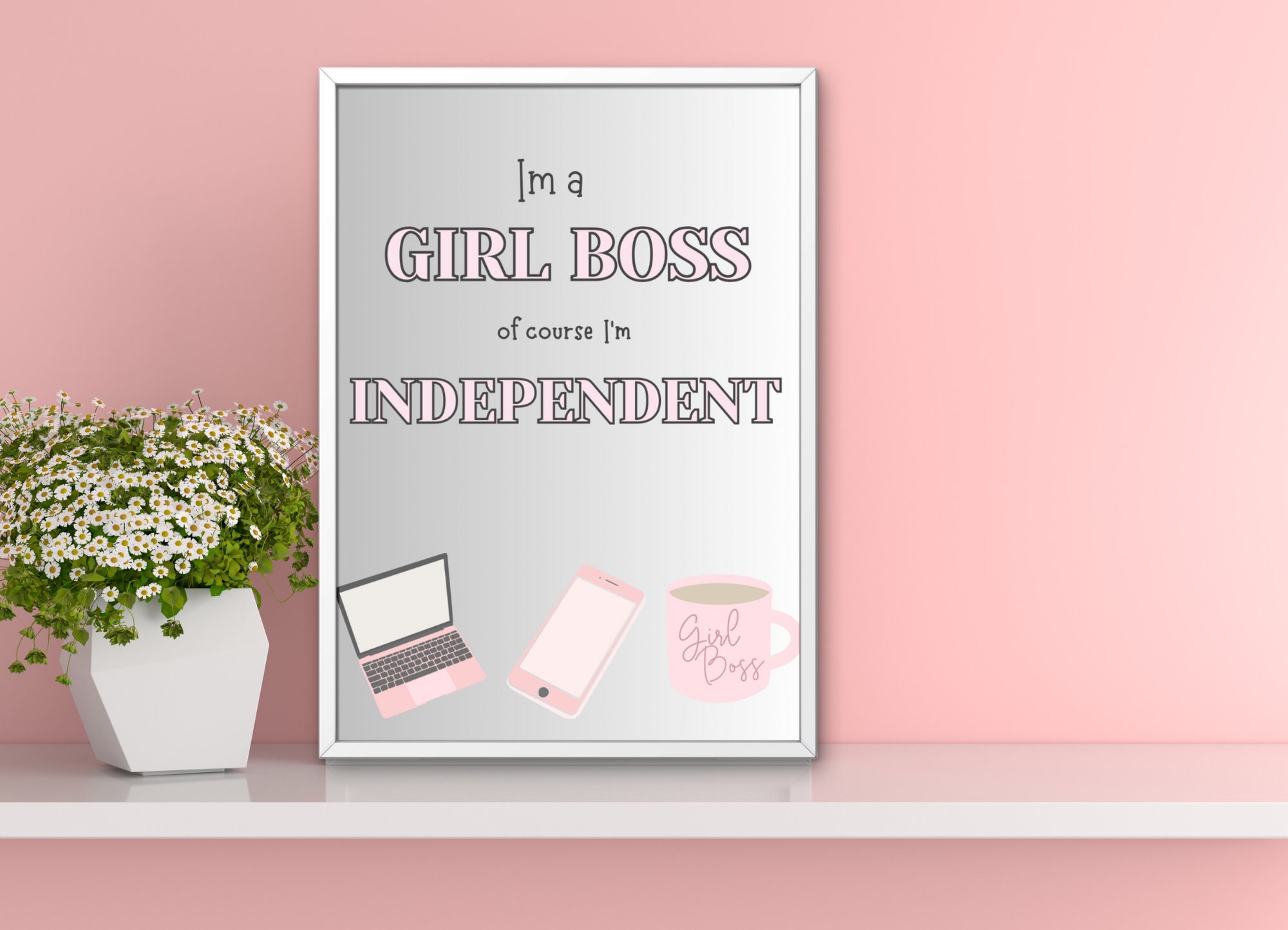 Printable Girl Boss Wall Art Printable Pink Wall Art Girl Power Wall ...