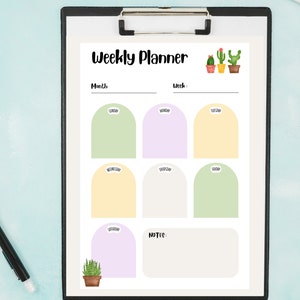 Weekly Planner Printable To Do List Cactus Simple, Weekly Plan, Mean Plan, Work Plan, Workout Plan, Chore Plan