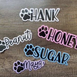 Aangepaste hond sticker, sticker voor hondenvoer kom, vinyl naam sticker, student naamplaatje, terug naar school naamplaatje, terug naar school sticker