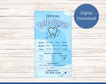 Editable Tooth Fairy Receipt | Tooth Fairy Receipt Template | Printable Tooth Fairy Receipt | Lost Tooth