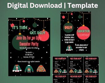 Ugly Sweater Party Invitation Template | Ugly Sweater Party Invite Template | Ugly Sweater Party Kit