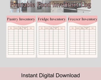 Lebensmittelinventarprotokoll zum Ausdrucken | Küchenorganisations-Tracker | Druckbares PDF, JPG, PNG