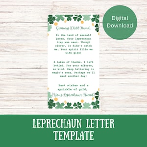 Leprechaun Letter for Kids | Editable Leprechaun Letter | Leprechaun Letter Template | Leprechaun Trap | Preschool Printable