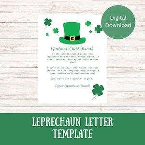 Leprechaun Letter for Kids | Editable Leprechaun Letter | Leprechaun Letter Template | Leprechaun Trap