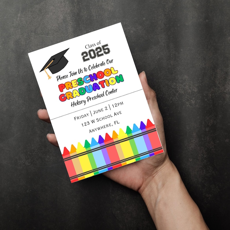 Preschool Graduation Invitation Template | Graduation Invitation ...