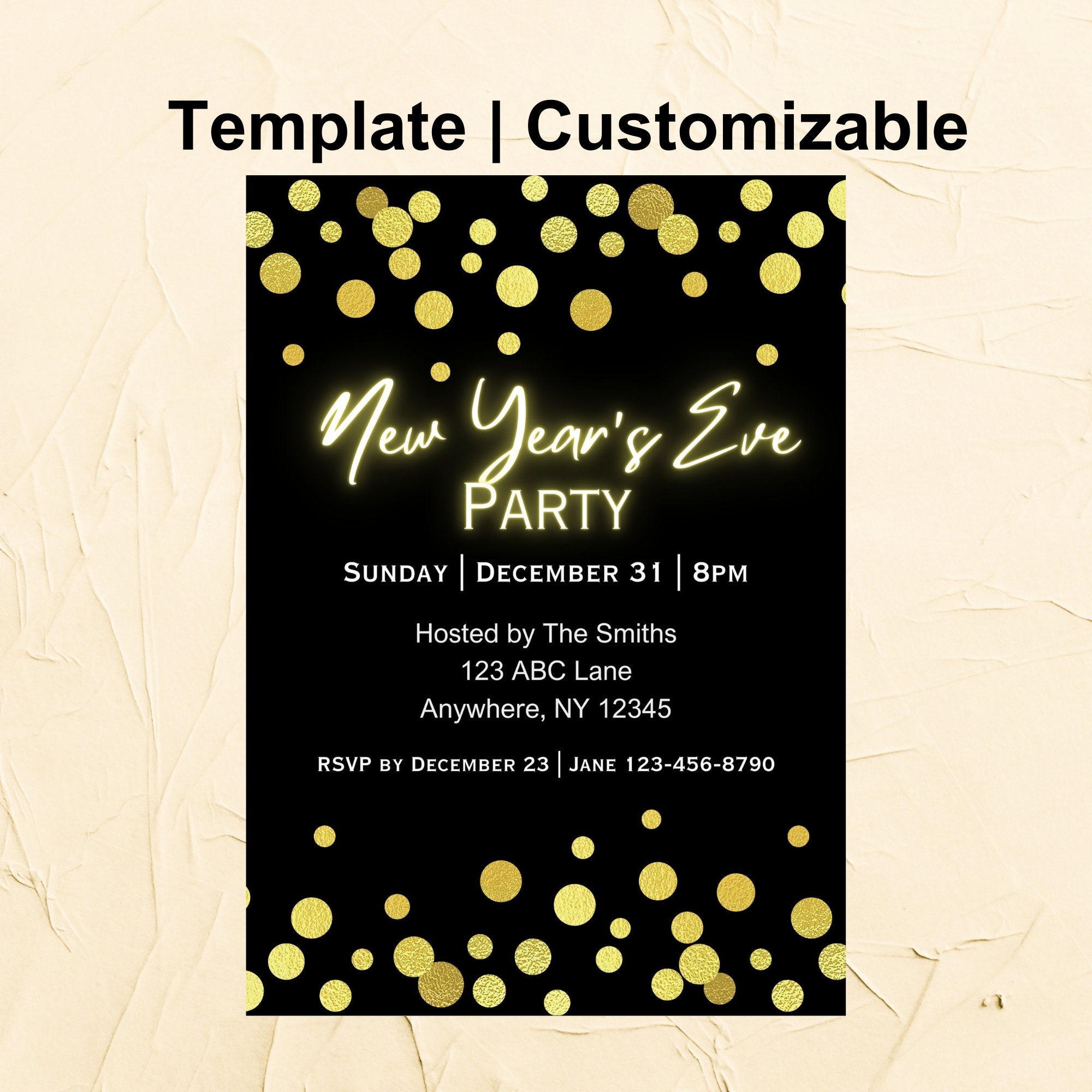 New Year's Eve Party Invitation Template New Year's Etsy New Year's Eve Party Invitation Template New Year's Etsy