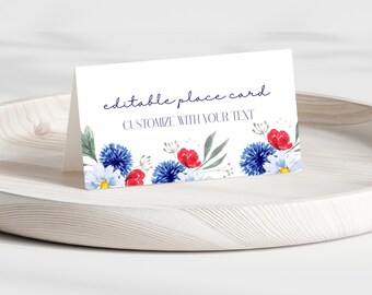 Mother's Day Place Card Template | Printable Buffet Card | Wildflower Place Card | Tent Card | Food Label | Watercolor floral | Brunch