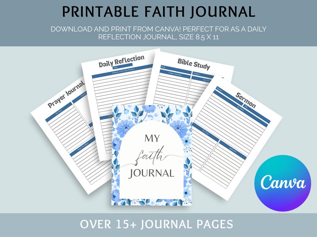 Printable Faith Journal: Christian Prayer & Bible Study (canva Template ...