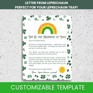 Leprechaun Letter for Kids | Editable Leprechaun Letter | Leprechaun Letter Template | Leprechaun Trap | Preschool Printable