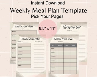 Ausdruckbarer Speiseplan: Meal Prep Organizer (digitaler Download)