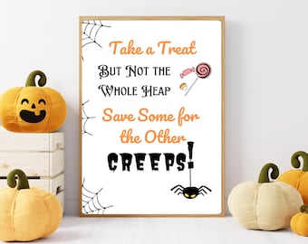 Printable Trick or Treat Sign: Halloween Candy Bowl Sign (Digital Download, 8.5x11" Template)