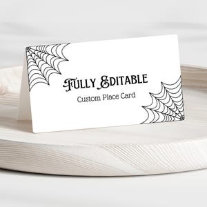 Halloween Place Card Template | Halloween Buffet Card Template | Spider Web Place Card | Cobweb Place Card | Food Card Template | Tent Card