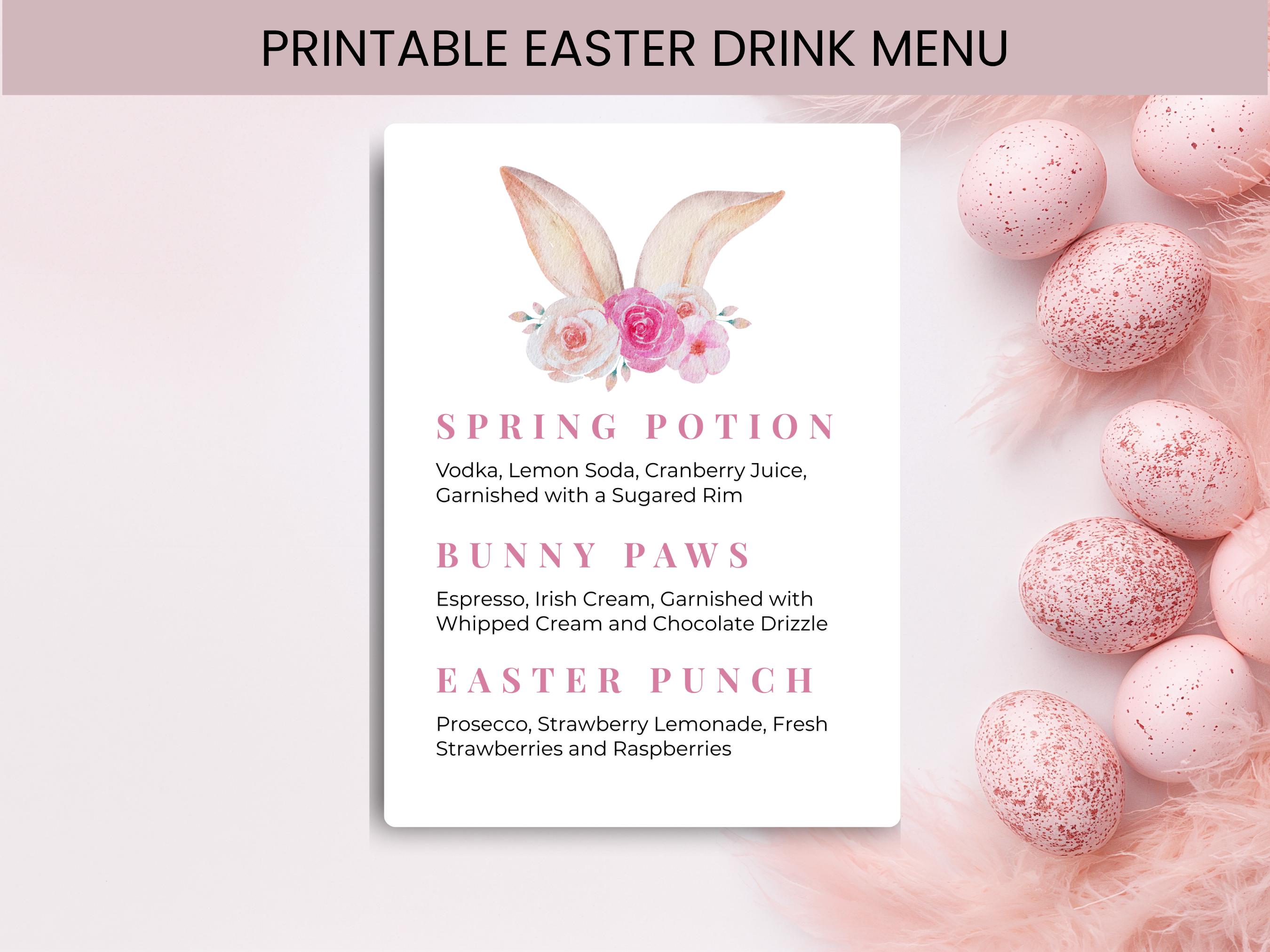 Easter Drink Menu Template | Editable Easter Drink Menu | Printable ...