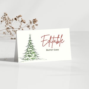 de Noël pour buffet de Noël | de carte de Buffet rustique | de Carte de nourriture | Carte Tente Buffet