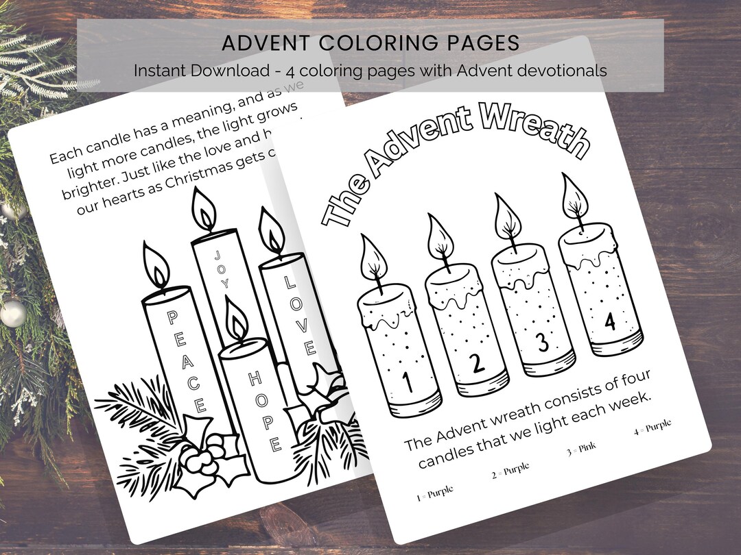 Advent Coloring Pages for Kids, Printable Advent Wreath Coloring ...