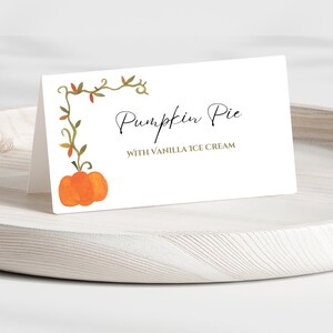 Thanksgiving Place Card Template | Thanksgiving Buffet Card | Fall Place Card Template | Pumpkin Place Card Template | Food Tent Card