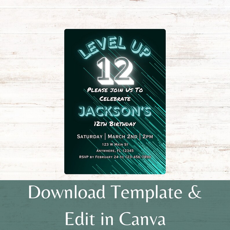 Level up Birthday Invitation Template | Editable Boys Birthday ...