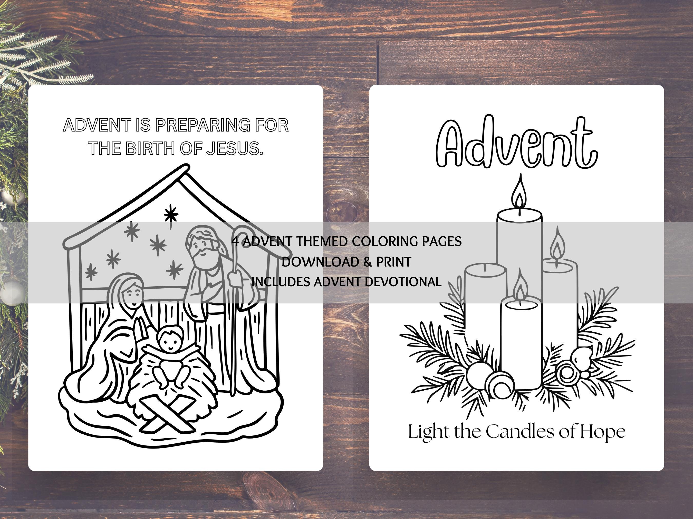 Advent Coloring Pages for Kids, Printable Advent Wreath Coloring ...