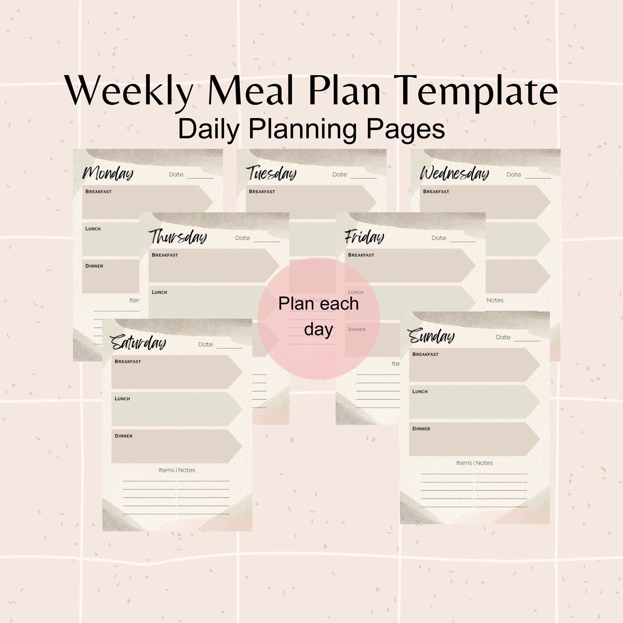 Editable Weekly Meal Plan Template Printable Meal Planner Meal Plan