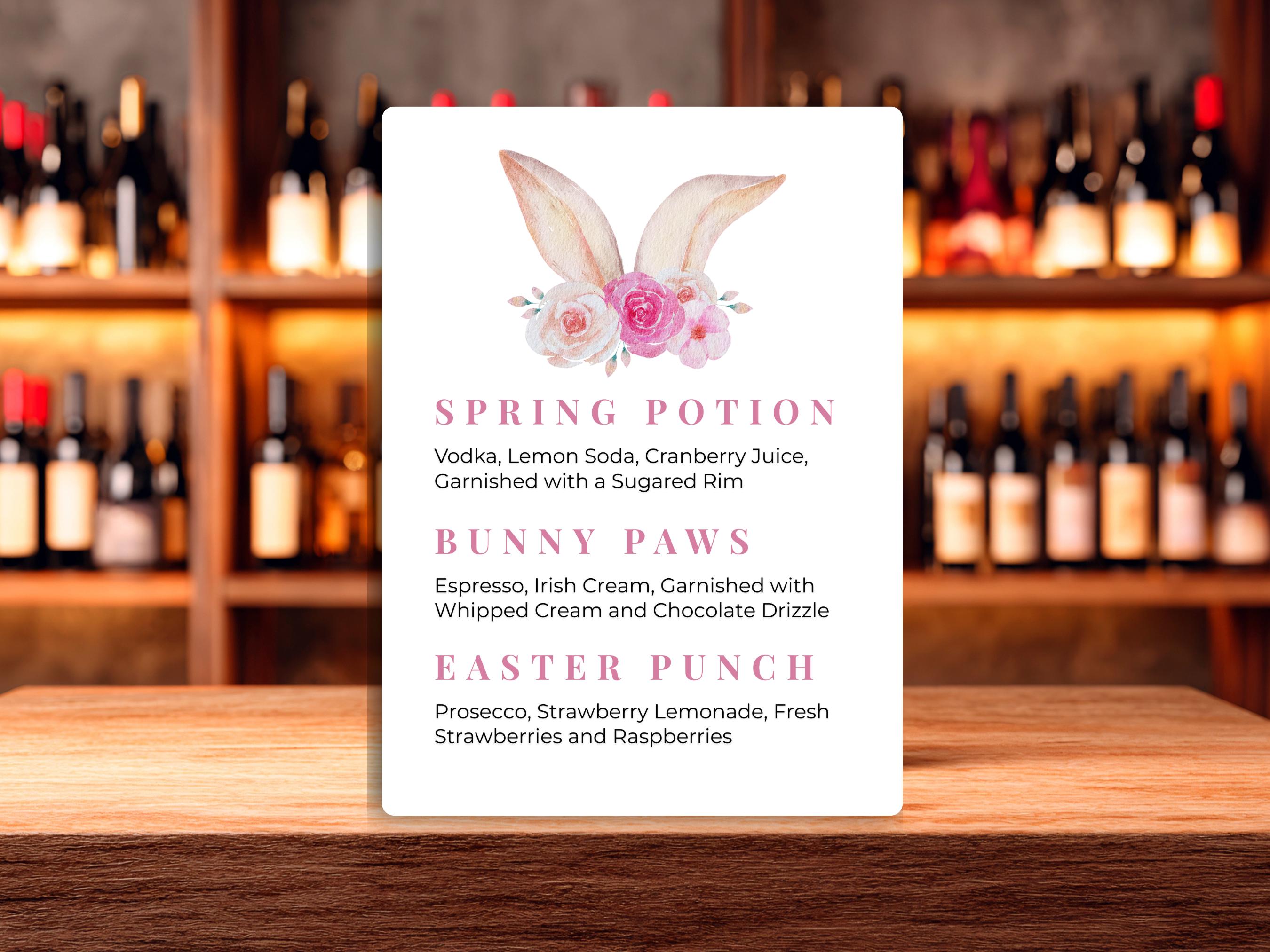 Easter Drink Menu Template | Editable Easter Drink Menu | Printable ...