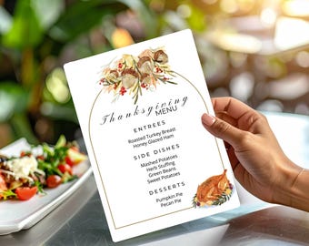 Thanksgiving Menu Template | Editable Thanksgiving Menu | Printable Thanksgiving Menu | Digital 8.5x11 Menu