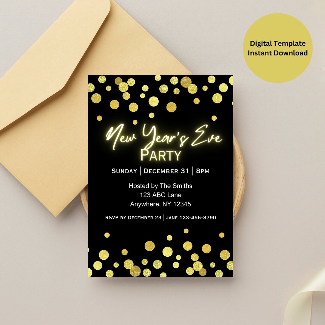 New Year's Eve Party Invitation Template | New Year's Eve Invitation ...