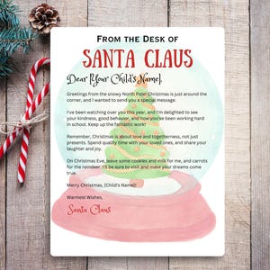 Carta de Papá Noel personalizada / Carta de Papá Noel personalizable / Plantilla de carta de Papá Noel