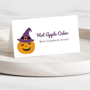 Halloween Place Card Template | Fall Place Card Template | Fall Buffet Card | Pumpkin Place Card | Food Card Template | Tent Card