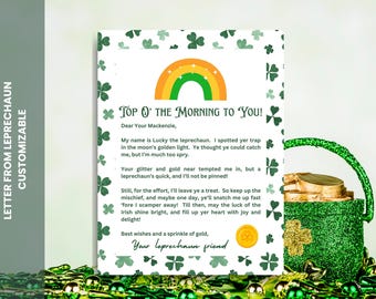 Kabouterval brief afdrukbare | Bewerkbare kabouterbrief voor kinderen | Sjabloon kabouterval | Kaboutersjabloon | St. Patrick's Day