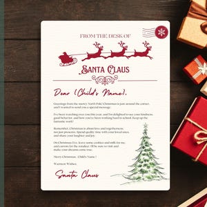 Carta de Papá Noel editable / Plantilla de carta de Papá Noel / Carta personalizada de Papá Noel / Carta de Papá Noel imprimible