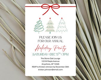 Work Holiday Party Invitation | Printable Office Christmas Party Invitation | Company Holiday Party Template | Editable Company Holiday