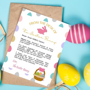 Carta del Conejo de Pascua editable, Plantilla de carta del Conejo de Pascua, Desde el escritorio del Conejo de Pascua, Carta del Conejo de Pascua imprimible