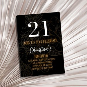 21st Birthday Invitation Template | Editable 21st Birthday Party Invitation | Gold 21st Birthday Invite